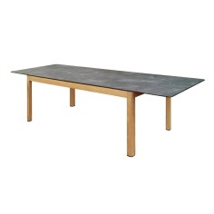 Table extensible TEKURA - 214/305 x 100 x 76 cm - teck et HPL ardoise - LES JARDINS