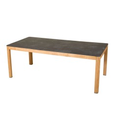 Table fixe TEKURA - 200 x 95 cm - teck et HPL ardoise - LES JARDINS