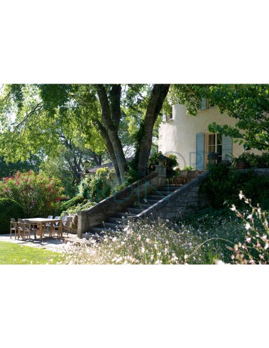 Table fixe TEKURA - 200 x 95 cm - teck et HPL ardoise - LES JARDINS