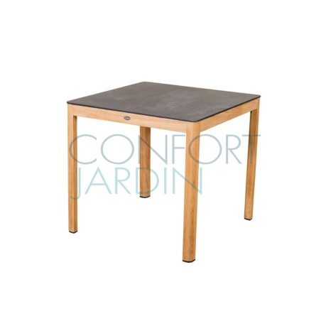 Table bistro TEKURA - 80 x 80 cm - teck et HPL ardoise - LES JARDINS