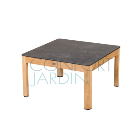 Table basse rectangulaire TEKURA - 160 x 50 cm - teck et HPL ardoise - LES JARDINS