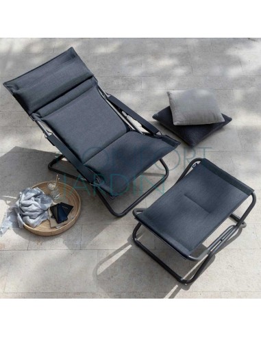 Tabouret - repose pieds Bayanne - Onyx - structure Titane - LAFUMA