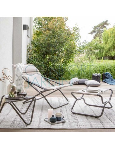 Tabouret - repose pieds Bayanne - Latté - structure Titane - LAFUMA