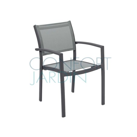 Fauteuil repas OLYMPE, structure anthracite, toile Batyline EDEN - Vlaemynck