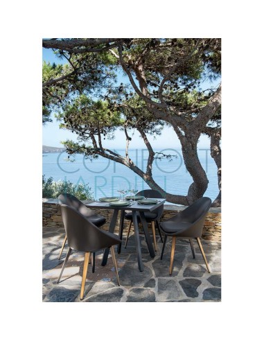 Chaise repas rembourrée - VANITY - anthracite - brun foncé - VLAEMYNCK