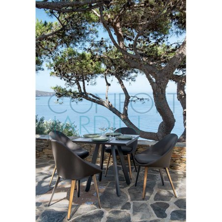 Chaise repas rembourrée - VANITY - anthracite - brun foncé - VLAEMYNCK