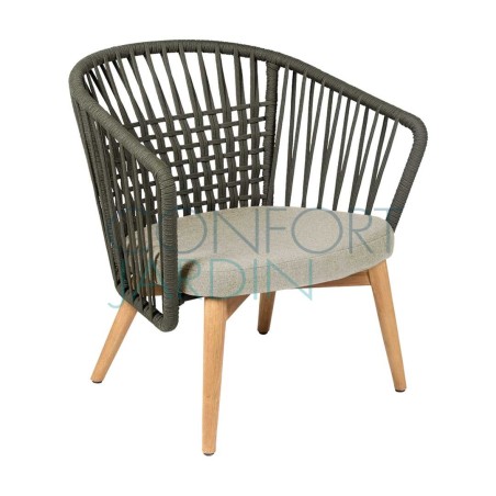 Fauteuil bas Gordes- teck et toile natté de Sunbrella - Vlaemynck