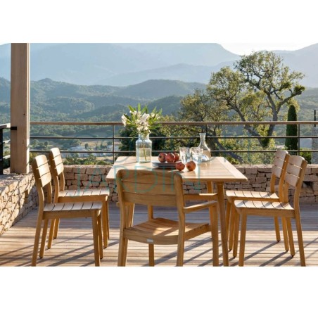 Chaise repas en teck massif naturel LODGE - Vlaemynck