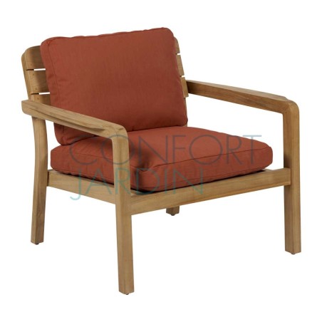 Fauteuil bas empilable en teck LODGE - toile teint masse - Vlaemynck