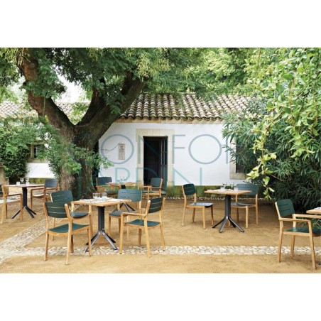 Fauteuil repas en teck et alu LODGE - Vlaemynck