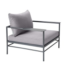 Fauteuil Rivage anthracite - tissu natté de Sunbrella® - Vlaemynck