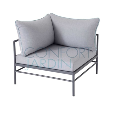 Fauteuil d'angle Rivage basalte - tissu natté de Sunbrella® - Vlaemynck