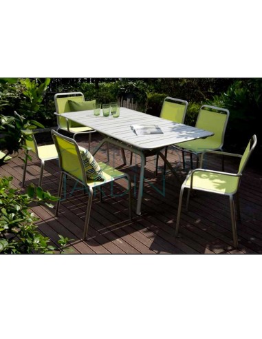 Chaise repas PALMAROLA - aluminium blanc et toile Batyline Eden Sable