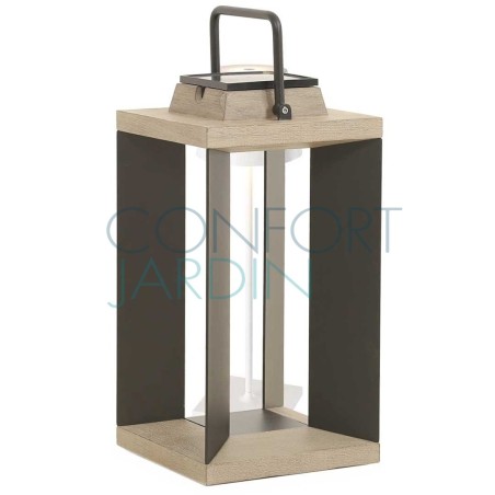 Lanterne solaire et rechargeable TeckAlu noire - moyen modèle - LES JARDINS
