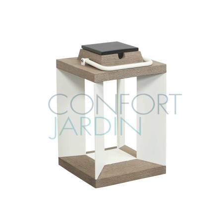 Lanterne solaire et rechargeable TeckAlu blanche - petit modèle - LES JARDINS