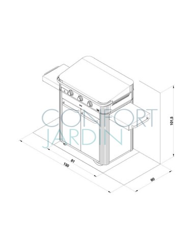 Plancha à gaz sur chariot - COMBO ENOSIGN 80 - ENO