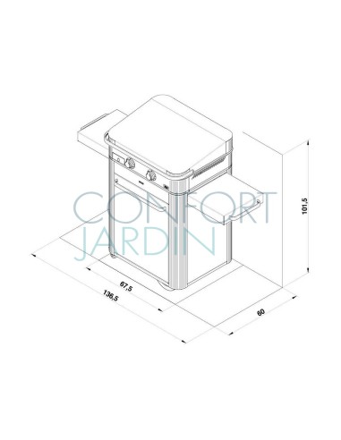 Plancha à gaz sur chariot - COMBO ENOSIGN 65 avec housse de protection- ENO