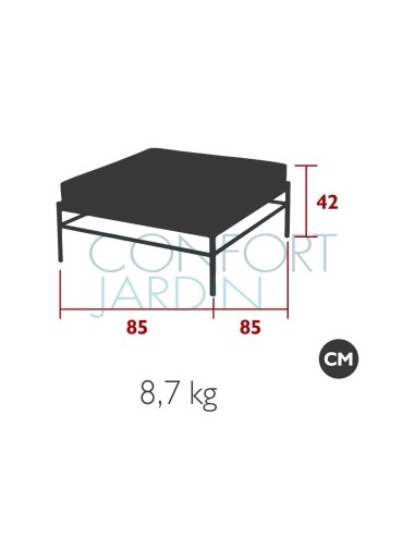 Pouf Rivage - blanc coton - tissu de la Collection Géométrie - Vlaemynck