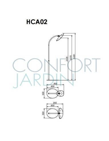 Lampe Chauffante Infrarouge Hotdoor - lampadaire simple tige arc moyen - structure blanche