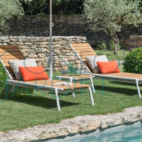 Bain de soleil en teck - PILOTIS - VLAEMYNCK - Confort Jardin - Les Issambres