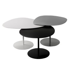 Tables basses galets, en aluminium, lot de 3, Matière Grise