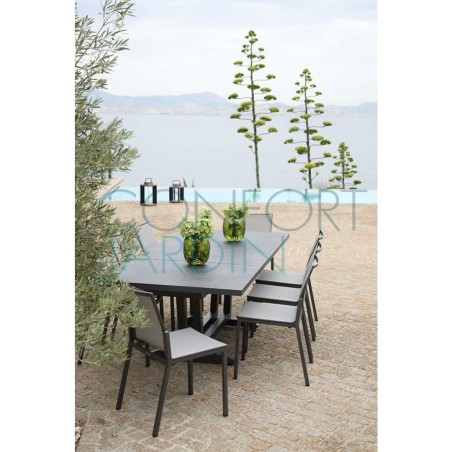 Chaise repas de jardin empilable AMAKA - gris - LES JARDINS