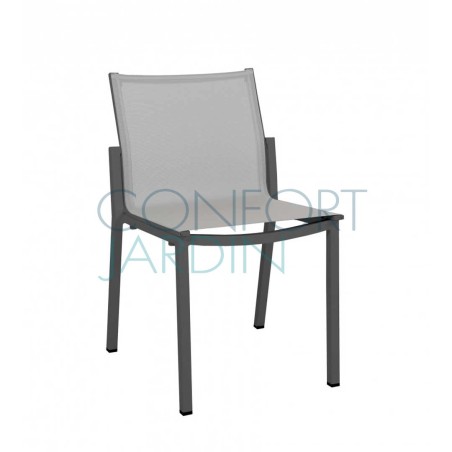 Chaise repas de jardin empilable AMAKA - gris - LES JARDINS