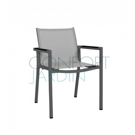 Fauteuil repas de jardin empilable AMAKA - gris - LES JARDINS