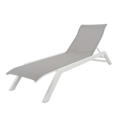 Bain de soleil empilable AMAKA - blanc / gris clair - LES JARDINS