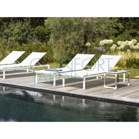 Table basse carrée BASTINGAGE - grise - 80 x 80 cm- LES JARDINS