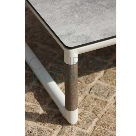 Table basse carrée BASTINGAGE - grise - 80 x 80 cm- LES JARDINS