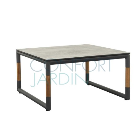 Table basse carrée BASTINGAGE - grise - 80 x 80 cm- LES JARDINS