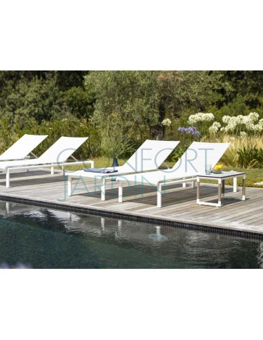 Table basse carrée BASTINGAGE - blanche - 80 x 80 cm- LES JARDINS