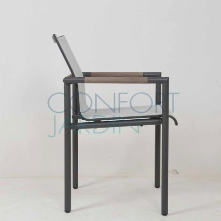 Fauteuil empilable BASTINGAGE - gris - LES JARDINS