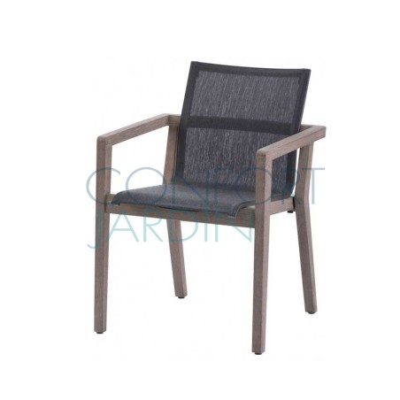 Fauteuil empilable COPENHAGUE - gris chiné - LES JARDINS