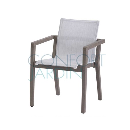 Fauteuil empilable COPENHAGUE - blanc chiné - LES JARDINS