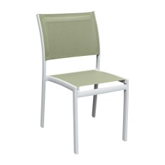 Chaise repas OLYMPE, structure blanche, toile Batyline EDEN - Vlaemynck