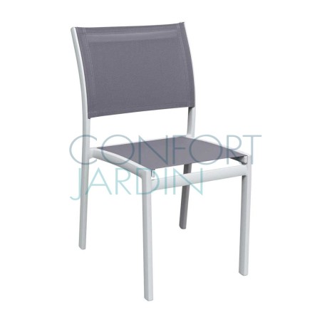 Chaise repas OLYMPE, structure blanche, toile Batyline EDEN - Vlaemynck