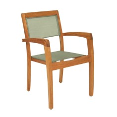 Fauteuil repas teck Montana - toile Batyline EDEN - Vlaemynck