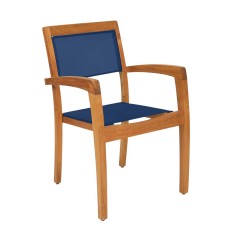 Fauteuil repas teck Montana - toile Batyline EDEN - Vlaemynck 2